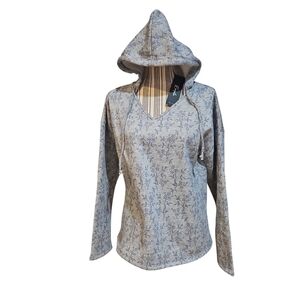Renyolie Woman Floral Gray Hoodie Silver Metallic Shimmer Sweatshirt Size M